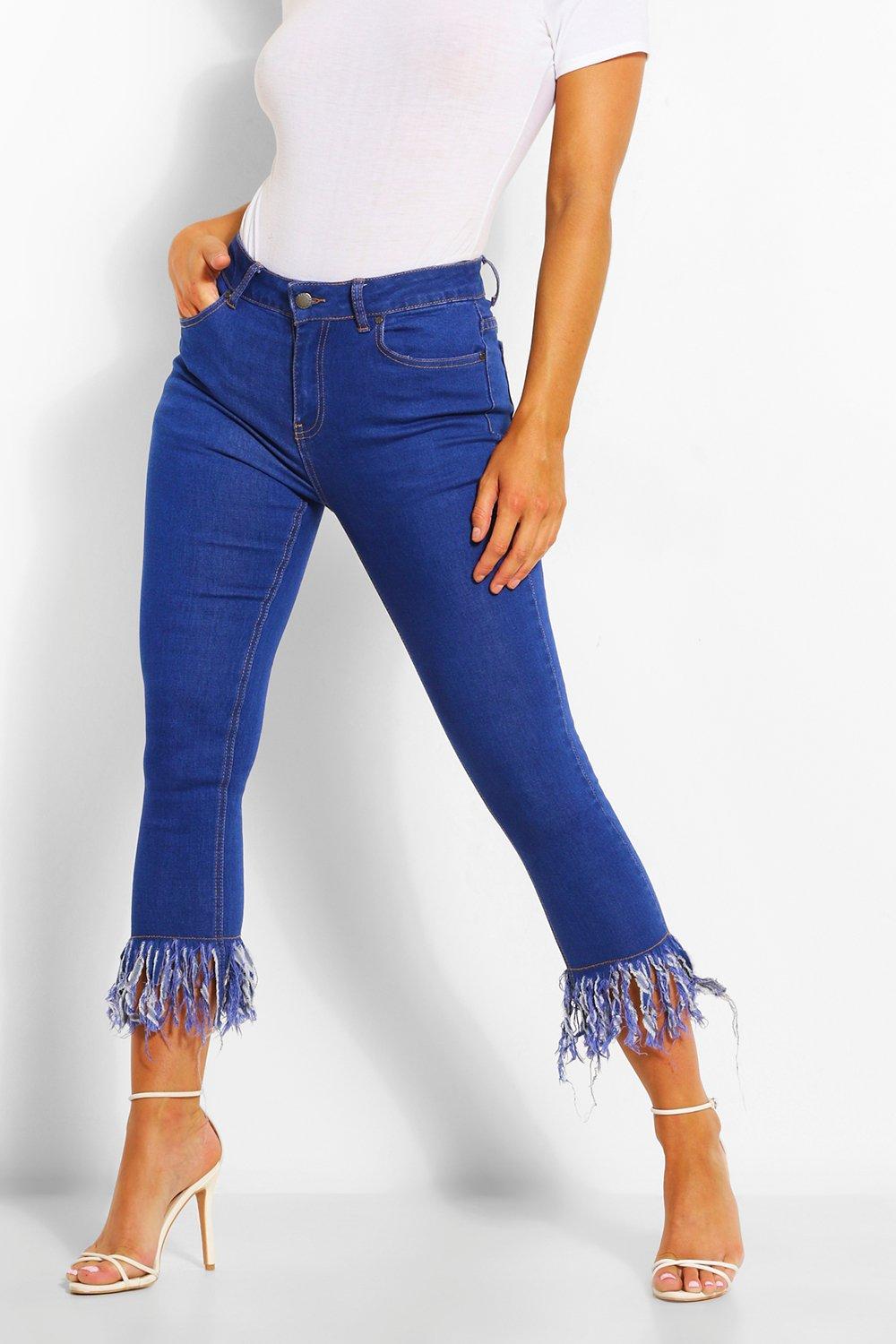 Fringe ankle skinny store jeans